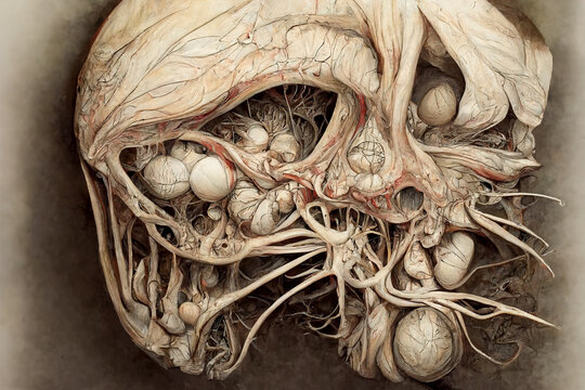 Teratoma, or dermoid cyst, generative ai illustration