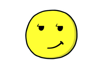 Yellow face as a round emoticon while looking cool
