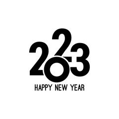 Happy new year 2023 template text design. Vector banner for flyer, brochure, booklet, greeting card.