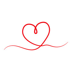 Heart vector icon hand drawn. Continuous line. Isolated on white background.