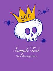 Skulls with Golden Crown Vector Card Background