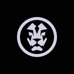Simple Lion Face Silhouette With Circle