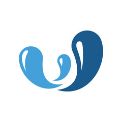 Three Droplets Splashing Represents Letter W