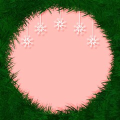 Christmas frame red background with snowflake