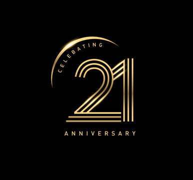21 years anniversary celebration logotype. elegant modern number gold color