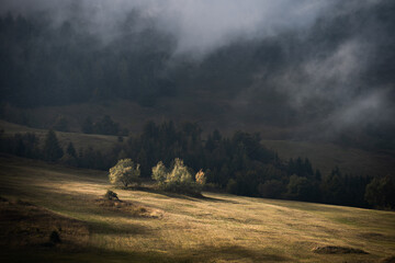 Light and shadows moves across the hills of Monte Bondone, in the Northern Italy