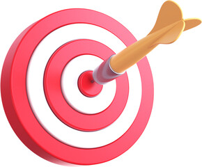 Target goal bullseye isolated on transparent background. 3D rendering