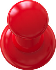 Red pin, push pin isolated on transparent background. 3D rendering