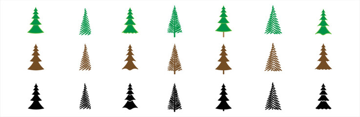 Christmas tree icon. Christmas tree icon set. Fir tree collection with different style. Fir tree symbol and sign. Vector illustration.