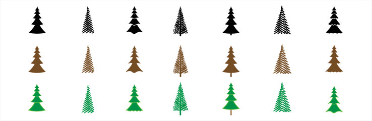 Christmas tree icon. Christmas tree icon set. Fir tree collection with different style. Fir tree symbol and sign. Vector illustration.