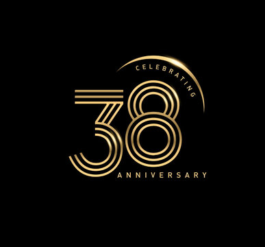 38 years anniversary celebration logotype. elegant modern number gold color