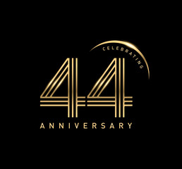 44 years anniversary celebration logotype. elegant modern number gold color