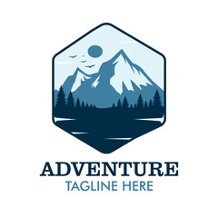 Adventure logo vector design. Forest and mountain logo illustrations vector