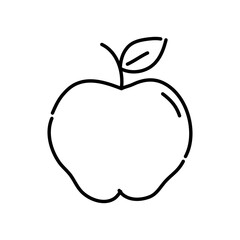 Apple doodle icon. Hand drawn black sketch. Vector Illustration.