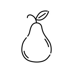 Pear doodle icon. Hand drawn black sketch. Vector Illustration.
