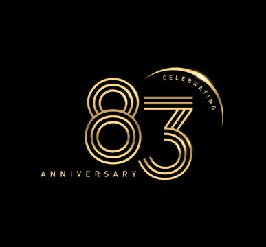 83 years anniversary celebration logotype. elegant modern number gold color