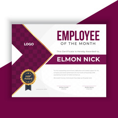 employee of the month - certificate template. Certificate, an employee of the month vector template. Certificate of Appreciation Template with Vintage Ornamental