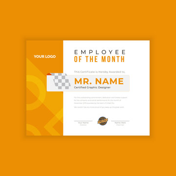 employee of the month - certificate template. Certificate, an employee of the month vector template. Certificate of Appreciation Template with Vintage Ornamental