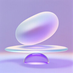 Various glass forms on a violet background. Purple abstract minimalistic background.