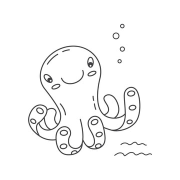 octopus, coloring book, coloring page