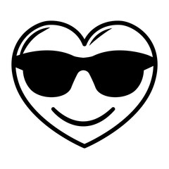 Line art hearts emoticon. Emotional hearts with black thin line, isolated on white background.PNG with transparent background