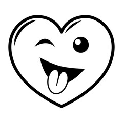 Obraz premium Line art hearts emoticon. Emotional hearts with black thin line, isolated on white background.PNG with transparent background