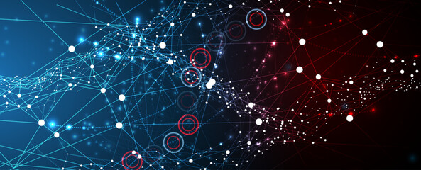 Neural network concept. Connected cells with links. High technology process. Abstract background