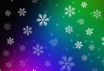 Fototapeta na wymiar Dark Multicolor vector layout with bright snowflakes, stars.