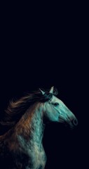 Fototapeta na wymiar Colorful illustration of a horse in darkness wallpaper 