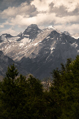 Fototapeta premium View on the peaks of the Alps of the Chiavenna Valley, in the Northern Italy