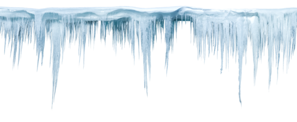 Icicles, isolated from the background, isolated object. Panoramic photo.