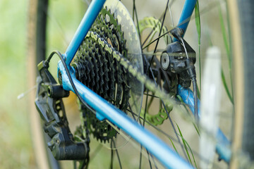 Bicycle transmission, service and repair. Selective focus.
