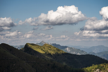 Panoramic view from the Sabbia Valley on the mountain peaks in the Northern Italy