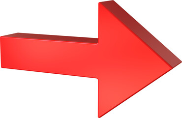 Right arrow isolated on transparent background. 3D rendering