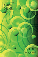 Green gradient background with the image of abstract circles and shapes. Modern cover template, eps