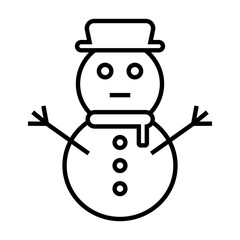 Snowman icon with hat and scarf. Vector.