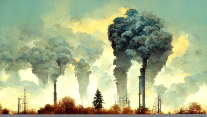 Ecological disaster. Polluted earth. Conceptual illustration