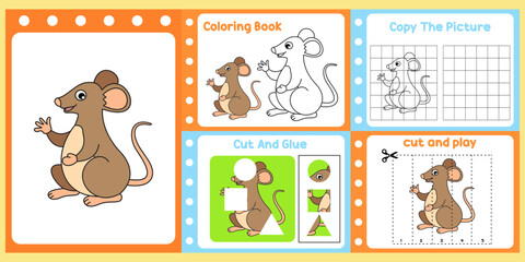 worksheets pack for kids with mouse. fun learning for children