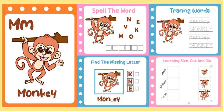 worksheets pack for kids with monkey fun learning for children