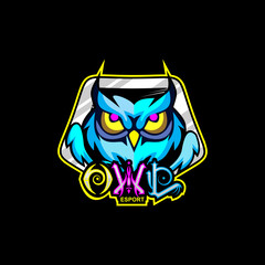 owl esport logo, perfect for mascot, icon, gamer, screen printing, etc