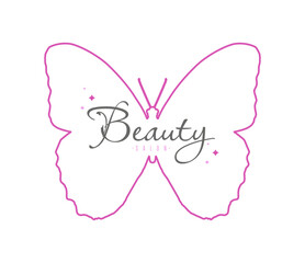 Butterfly with symbol for beauty salon logo.