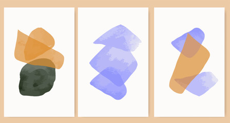 Mid Century Modern Wall Art, Watercolor Abstract Shapes Art, Minimalist Prints. Abstract Printable wall art Mid century modern. Watercolor shape in purple and orange color