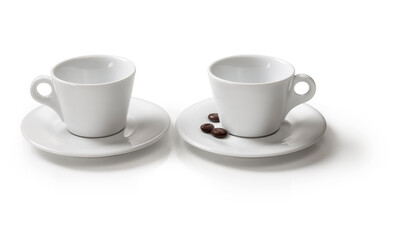 coffee cup and saucer with beans
