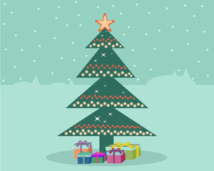 Christmas tree with gifts icon