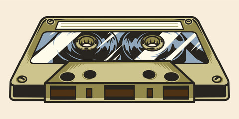 Music cassette vintage colorful element