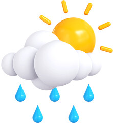 Rainy, 3D Weather isolated on transparent background