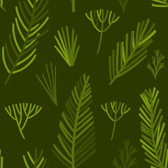 Hand drawn vector abstract graphic Merry Christmas and Happy new year clipart illustrations greeting wrapping seamless pattern with pine tree branches.Merry Christmas cute floral design background.