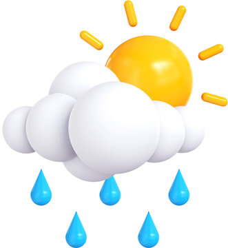 Rainy, 3D Weather isolated on transparent background