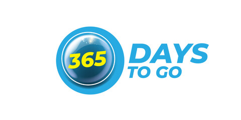 365 days to go countdown blue modern horizontal banner design template isolated on white background. 365 days to go sale announcement blue stylish banner, label, sticker, icon, poster and flyer.