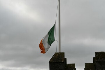 Irish flag at half mast